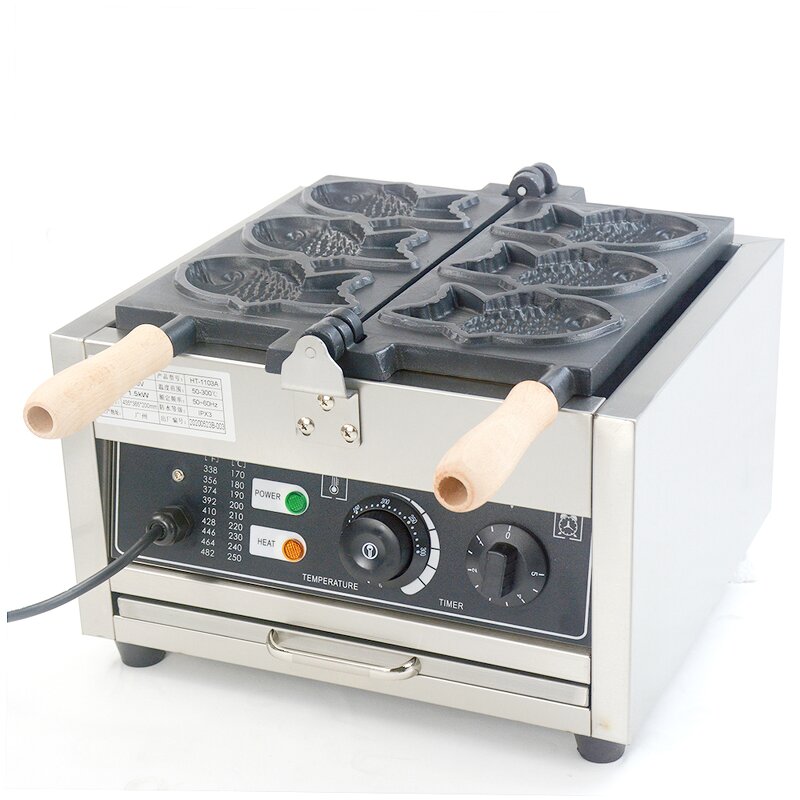 Fish Cake Machine - Gas Open Mouth Taiyaki Maker Ice Cream Cone Waffle