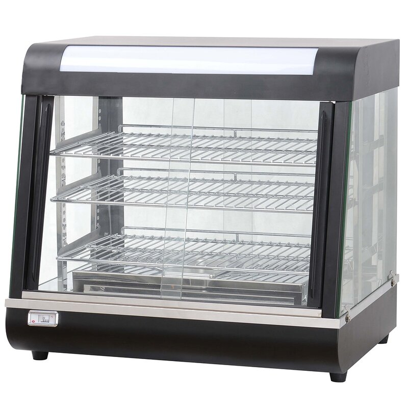 Food Warmer Display Showcase - Table Top 3 Layers Glass Fast Food Restaurant