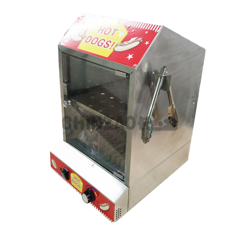 Hot Dog Steamer - Commercial 500W Stainless Steel with Bun Warmer