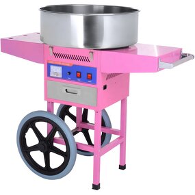 Cotton Candy Maker - Electric Floor Type Pink Flossing Machine with Cart Sugar