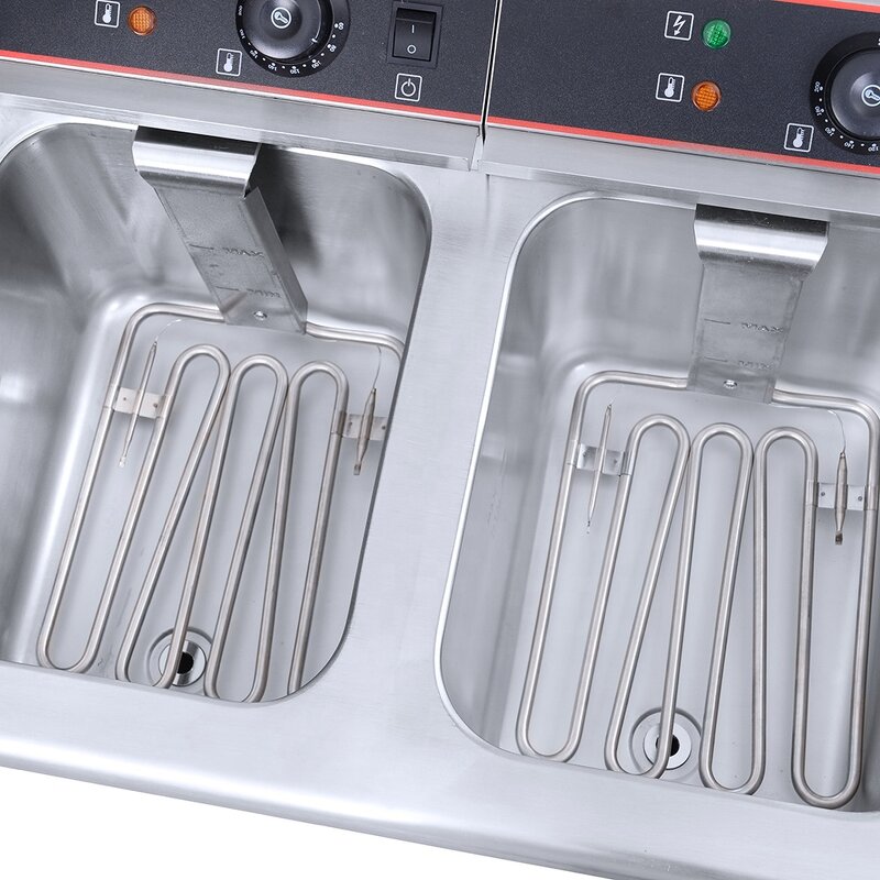 Electric Fryer - 2 Basket 20L Manual Timer 304 SS Oil Filtration System