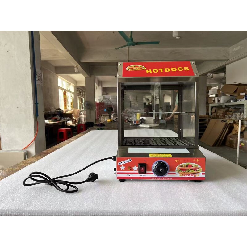 Hot Dog Steamer - Commercial 500W Stainless Steel with Bun Warmer