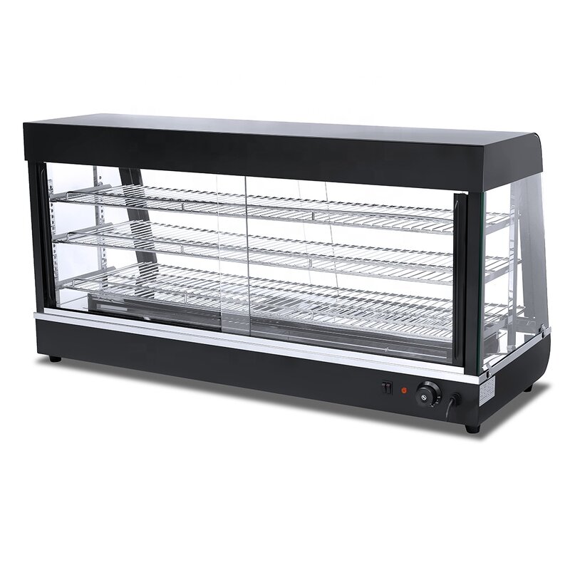 Food Warmer Display Showcase - Table Top 3 Layers Glass Fast Food Restaurant