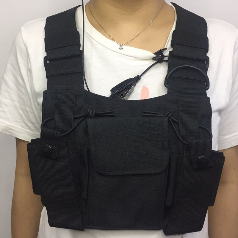 Tactical Vest Manufacturer - Chest Bag Radio Holster Holder Work Vest Rig for Two Way Radio Walkie Talkie