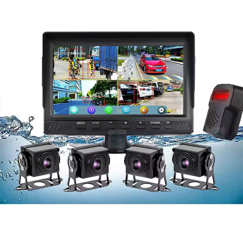 AI Camera System Manufacturer - 4 Cameras 10.1 Inch Monitor Voice Alarm BSD for Forklift
