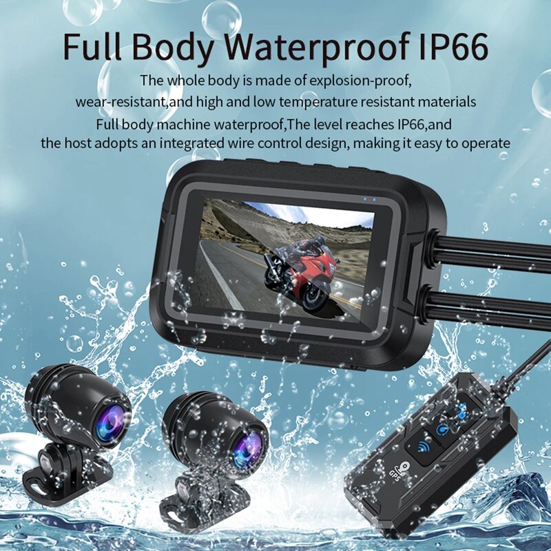 Motorcycle DVR Manufacturer - Dual 1080P Full Body Waterproof WiFi GPS Dash Cam Front Rear