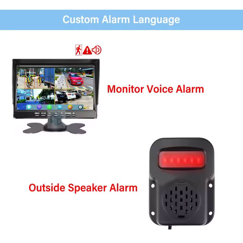 AI Camera System Manufacturer - 4 Cameras 10.1 Inch Monitor Voice Alarm BSD for Forklift