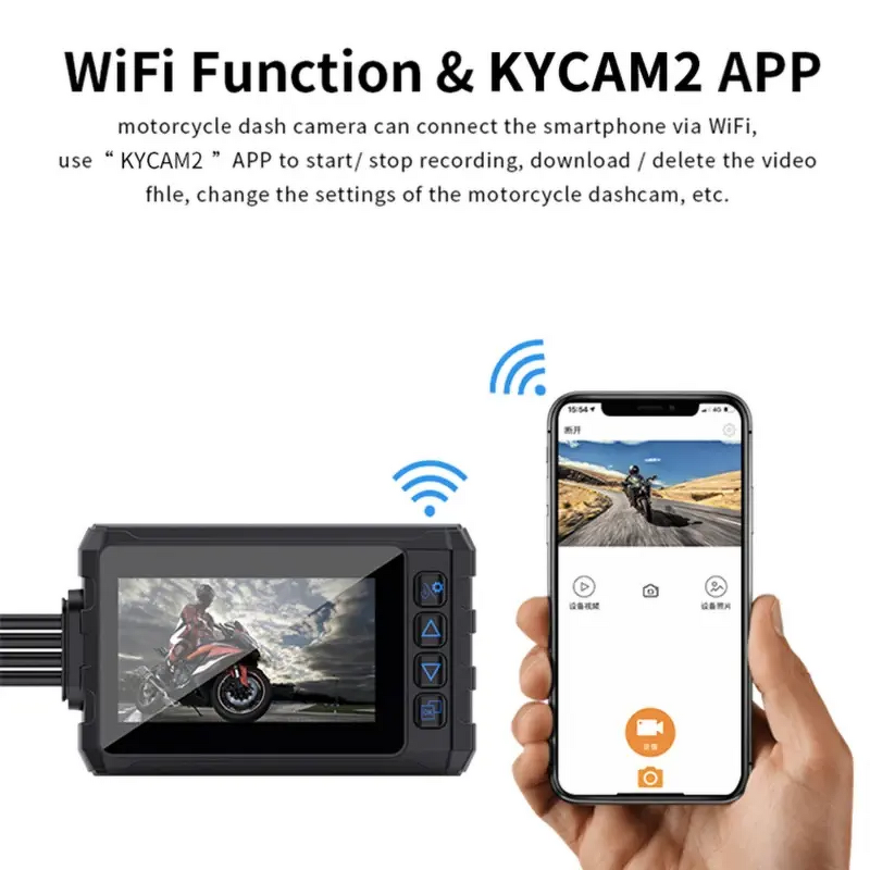 Motorcycle DVR Manufacturer - 3 Inch Dual 1080P Waterproof WiFi GPS Dash Cam Front Rear