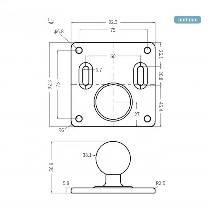 GPS Equipment Bracket Manufacturer - 75*75 Plate with 1.5 Inch Ball Head Mount