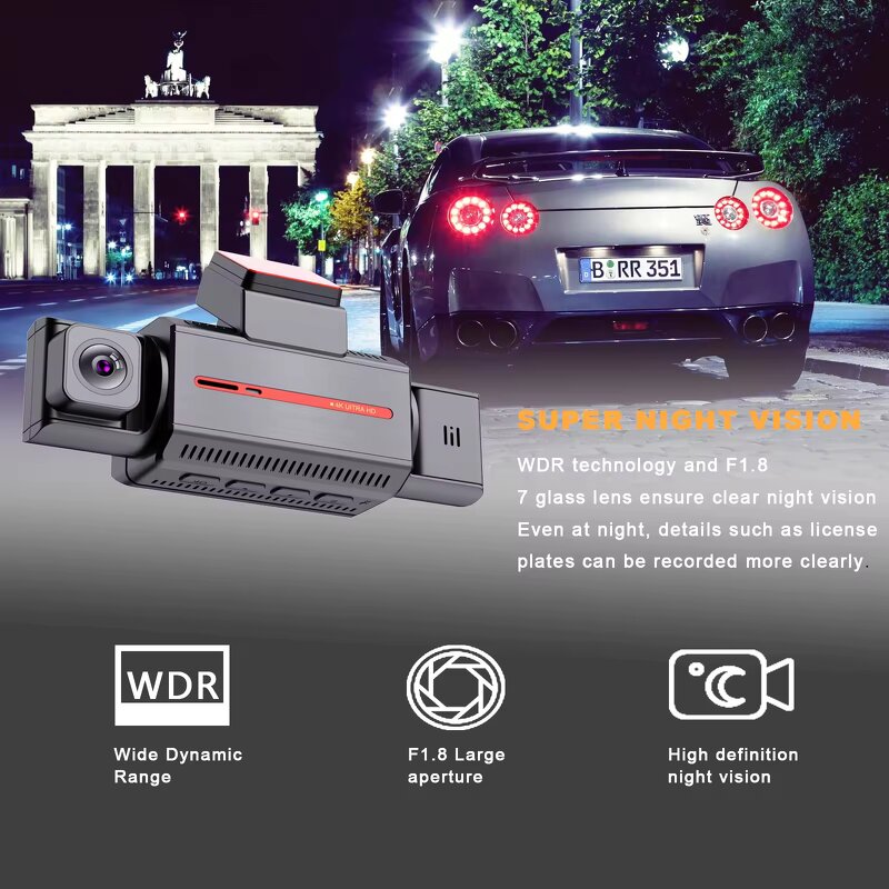 4K Dashcam Manufacturer - WIFI GPS 3 Channel Car DVR Front Rear Inside 3 Lens