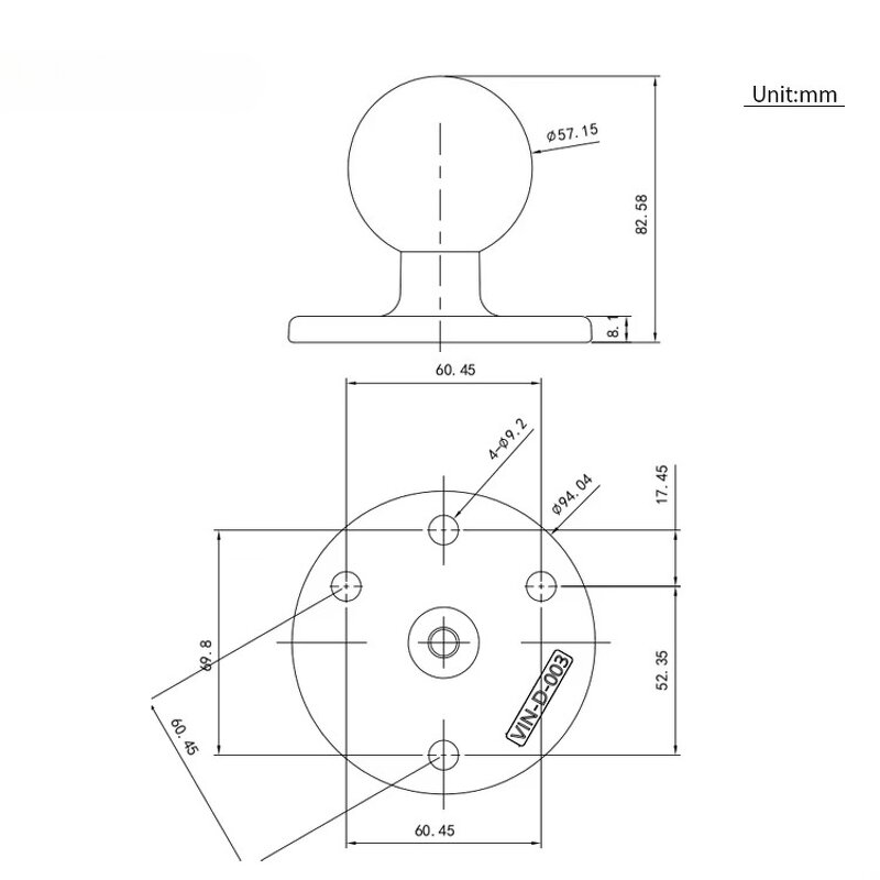 Ball Head Base Manufacturer - Heavy Duty Marine-grade Aluminum 2.25" D Size for Displays