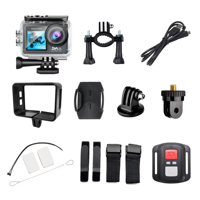 Action Camera Manufacturer - 5K Dual IPS Touch LCD DVR EIS 170° 30M Waterproof 5X Zoom
