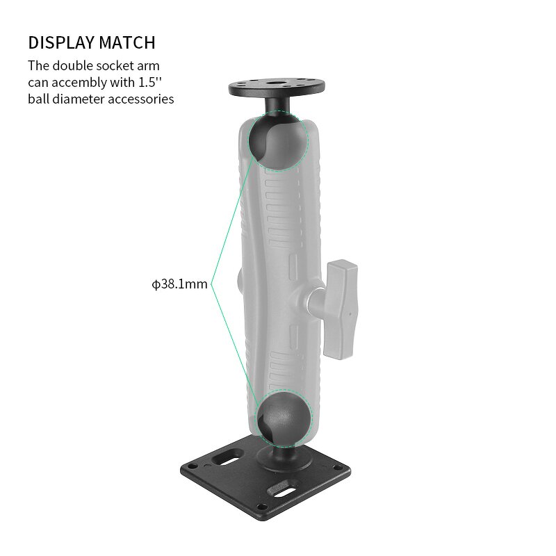 Double Socket Arm Manufacturer - Heavy Duty Marine Aluminum 23cm for C Size 1.5" Ball