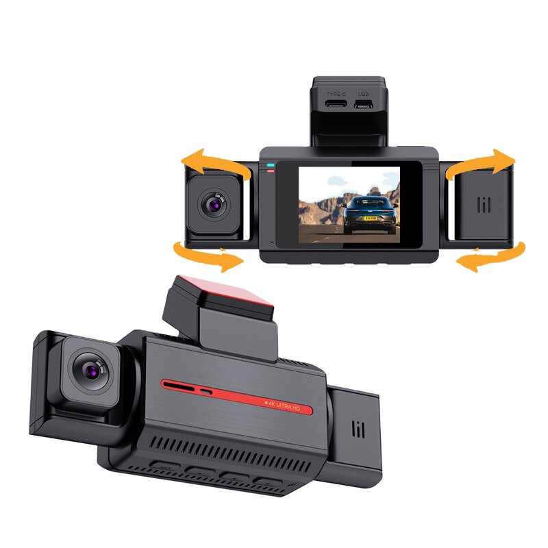4K Dashcam Manufacturer - 3 Channel Car DVR with WIFI GPS Front Rear Inside 3 Lens