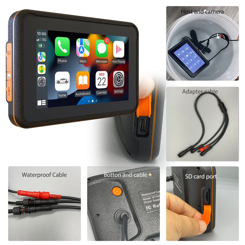Motorcycle GPS Manufacturer - 5 Inch Waterproof Wireless Carplay Android Auto BT Touch Screen