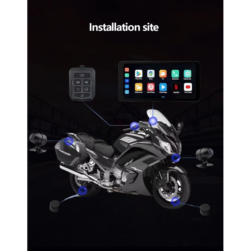 Android Motorcycle Screen Manufacturer - 6.3" IP67 Waterproof 8-Core GPS BT WIFI 4G DVR