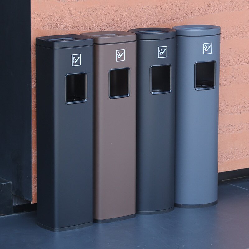 Cigarette Butt Trash Can Manufacturer - Large Capacity Indoor Outdoor Stainless Steel for Hotel Smoking Areas Elevator Entrances Waste Bins