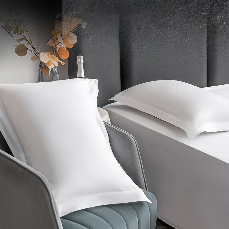 Pillowcase Manufacturer - Wholesale Standard Size 100% Cotton White Satin Stripe 100% Turkish Cotton Hotel Textile