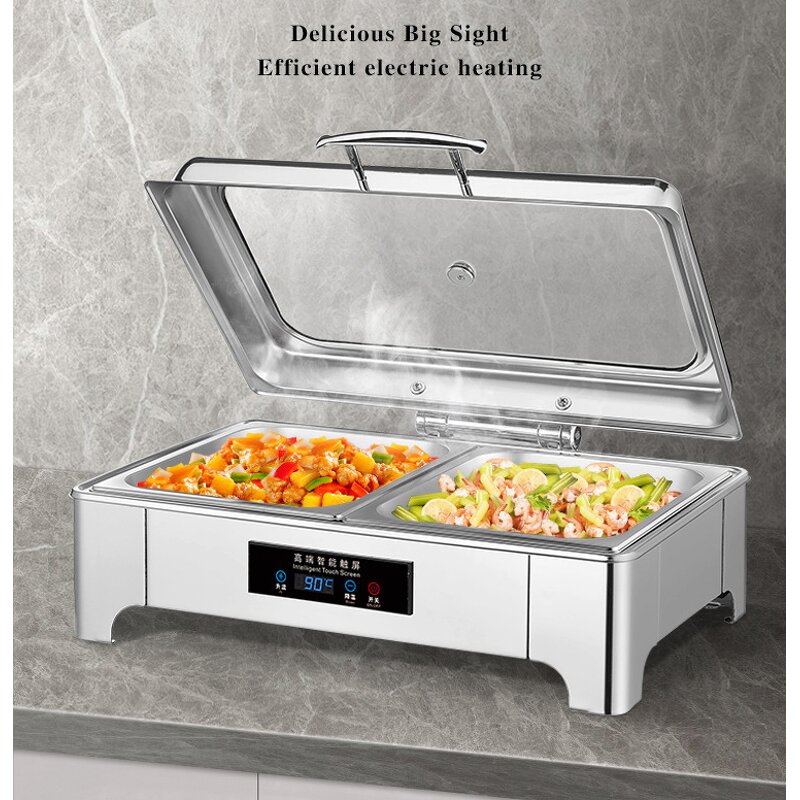 Chafing Dish Warmer Manufacturer - 9L Food Bowl Hotel Buffet Commercial Equipment Stainless Steel Round Clamshell for Party
