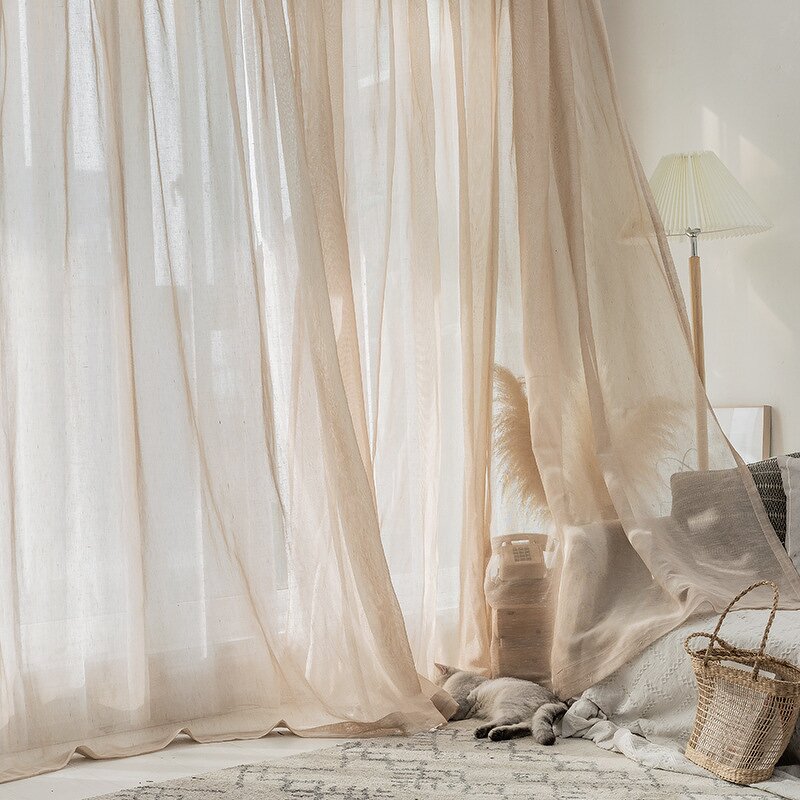 Sheer Linen Curtains Manufacturer - Linen Blend French Style High Quality Polyester Wholesale for the Kitchen Room Bathroom