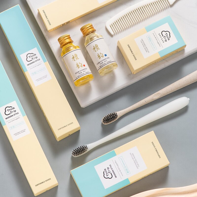 Hotel Amenities Set Manufacturer - Eco Friendly Disposable Custom LOGO Luxury 5 Stars Biodegradable Package Kit