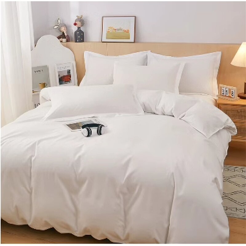 Bedding Set Manufacturer - 4pcs/set Luxury Hotel Linen Design Solid Color Customized Bedspread Bed Sheet Sets