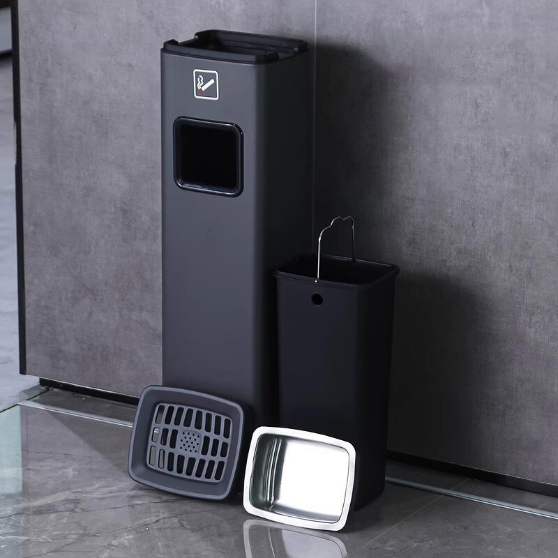 Cigarette Butt Trash Can Manufacturer - Large Capacity Indoor Outdoor Stainless Steel for Hotel Smoking Areas Elevator Entrances Waste Bins