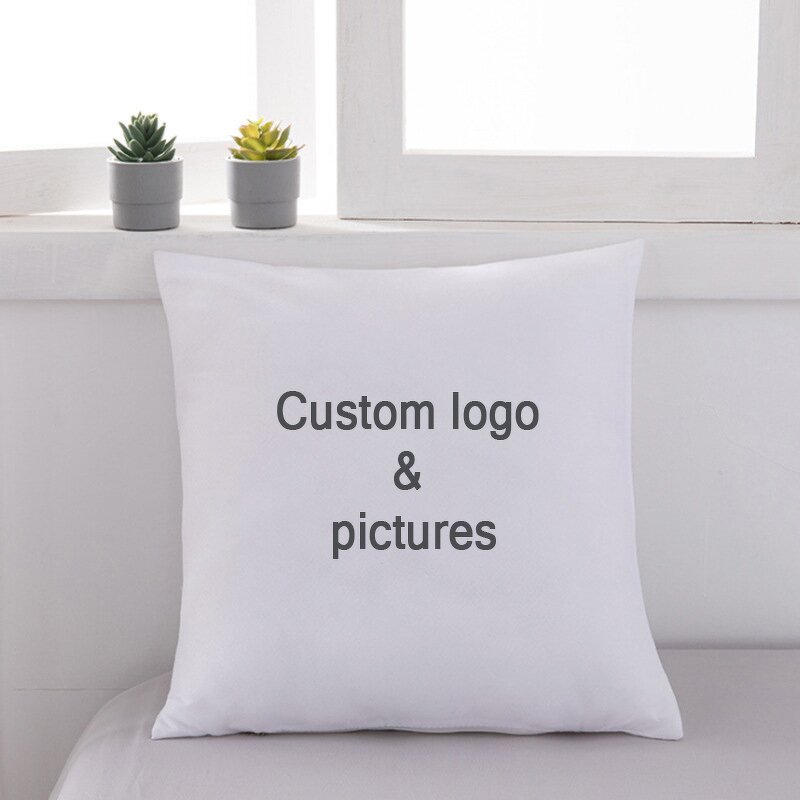 Pillow Cover Manufacturer - Sublimation Blank Custom Picture Peach Skin Polyester Printed Logo White Cushion Covers