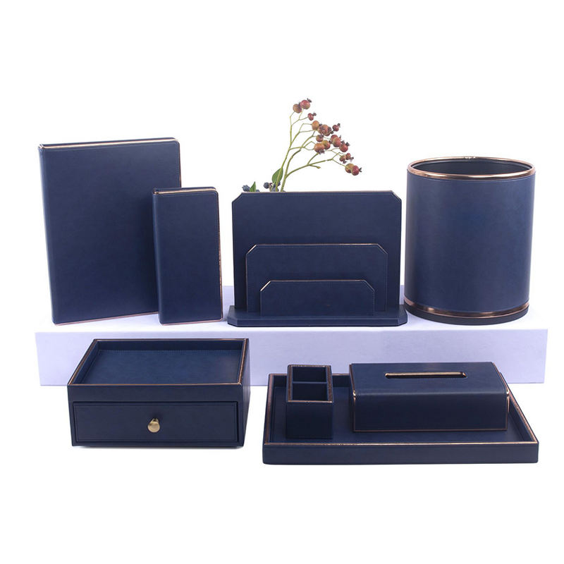 Hotel Room Accessories Manufacturer - Custom Plain Leather Goods 5-star Hotel Supplies Pu Leather Facilities Set