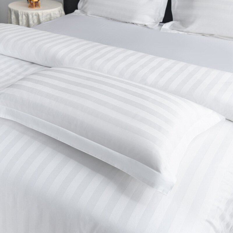 Pillowcase Manufacturer - Wholesale Standard Size 100% Cotton White Satin Stripe 100% Turkish Cotton Hotel Textile