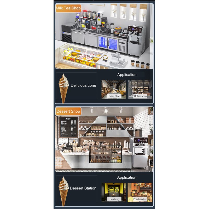 Ice Cream Machine Manufacturer - 40-58L/H Commercial Vertical Desktop Small Sundae Cone Soft Fully Automatic