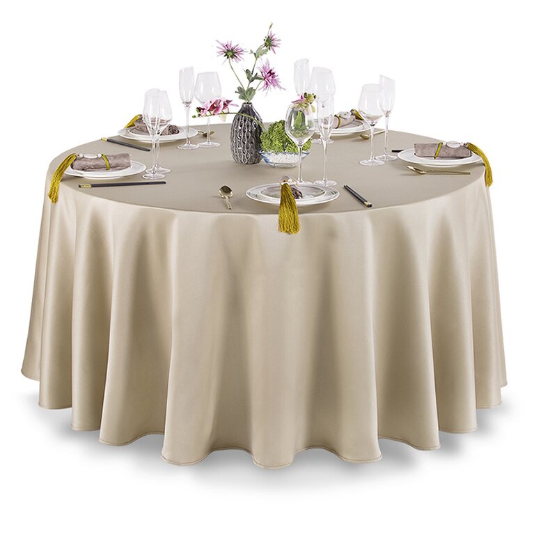 Tablecloth Manufacturer - High Quality Luxury Gold Polyester Fabric Velvet Brocade Round Rectangle PVC for Wedding Banquet