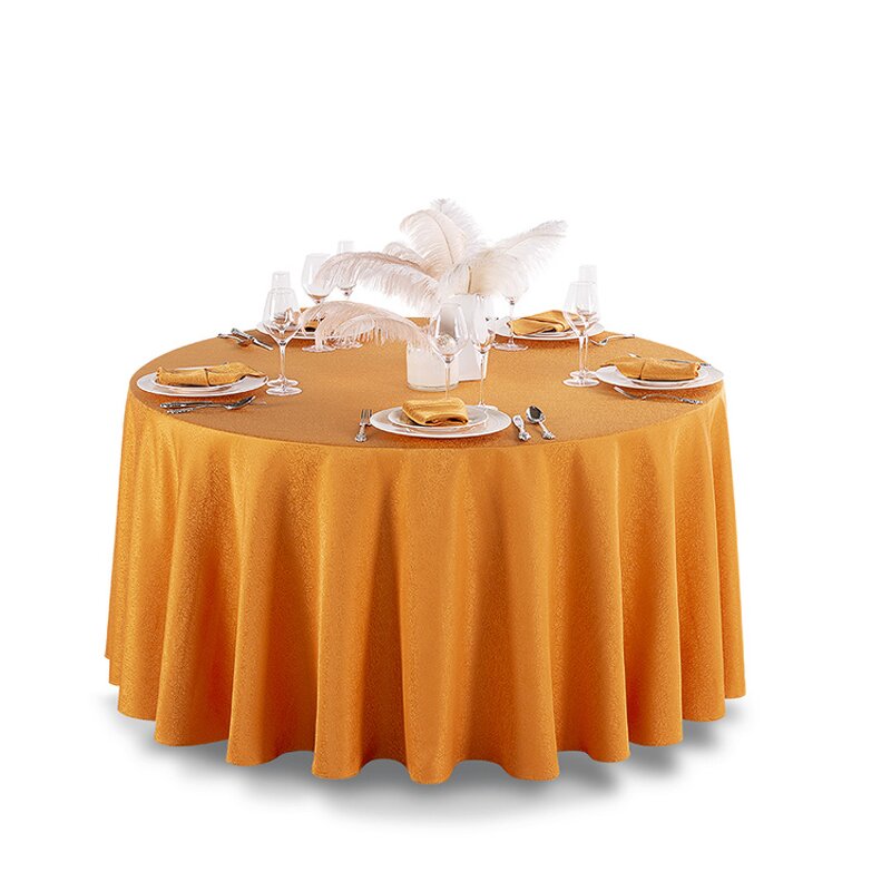 Tablecloth Manufacturer - Gold PVC Flying Catkins Cotton Gauze 120 Round for Christmas Wedding Banquet Restaurant Party
