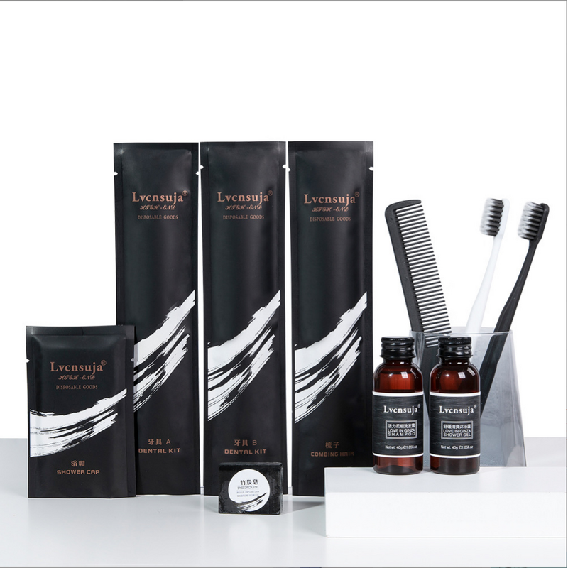 Hotel Toiletries Kit Manufacturer - Disposable Bath Set Custom Shaving Shower Caps Shampoo and Conditioner for Hotel Toilet
