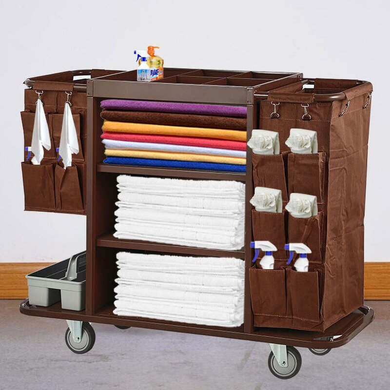 Cleaning Trolley Manufacturer - Hotel Multifunctional Housekeeping Cart Room Service Cart Maid Trolley Janitor Cart