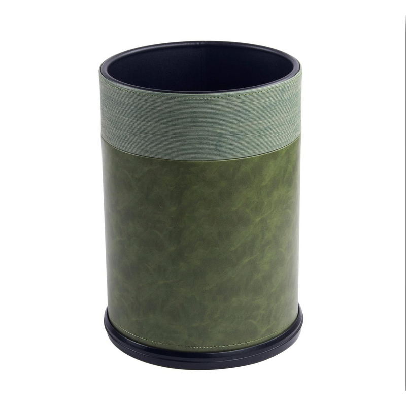 Trash Can Manufacturer - Garbage Container Bin With Handles for Bathrooms and High Class Hotel Square Brown Pu Leather Wastebasket