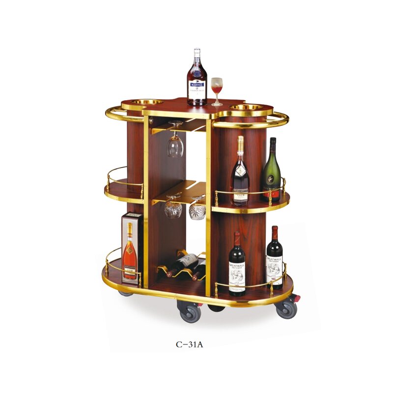 Cleaning Cart Manufacturer - Best-selling Hot-selling European Hotel Stainless Steel Four-wheel Luxury Hand Push Wine Trolley