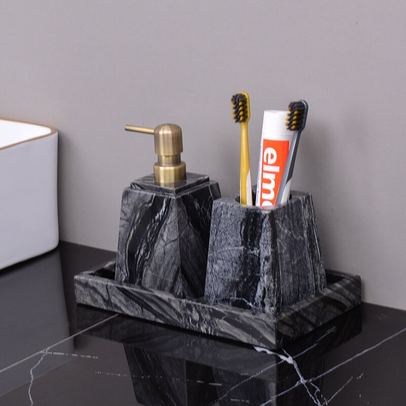 Bathroom Sets Manufacturer - Custom Luxury Marble 6 8 12 Pieces Modern Toilet Cabinet Vanity Set