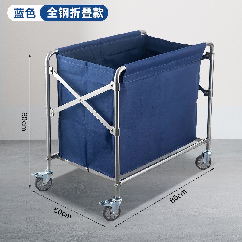 Hotel Linen Cart Manufacturer - Stainless Steel Foldable Multifunctional Hand Cart Cleaning Work / Collection / Recycling Cart