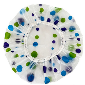 Shower Cap Manufacturer - Home Travel Printed PEVA Clear Color Dot Portable Hair Cover Disposable Bath Cap
