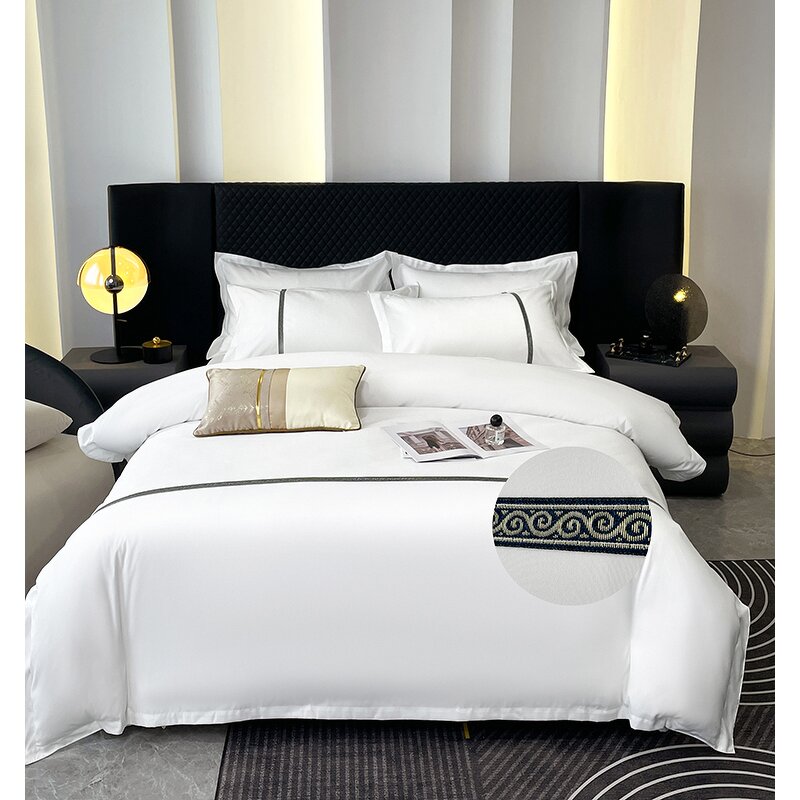 Bedding Set Manufacturer - 4pcs/set Luxury Hotel Linen Design Solid Color Customized Bedspread Bed Sheet Sets