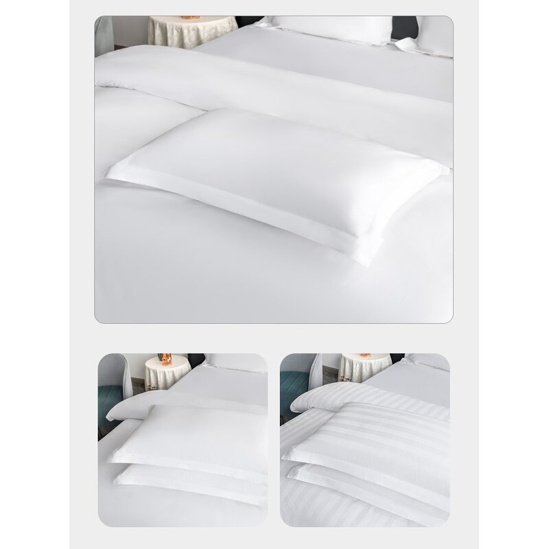 Pillowcase Manufacturer - Wholesale Standard Size 100% Cotton White Satin Stripe 100% Turkish Cotton Hotel Textile