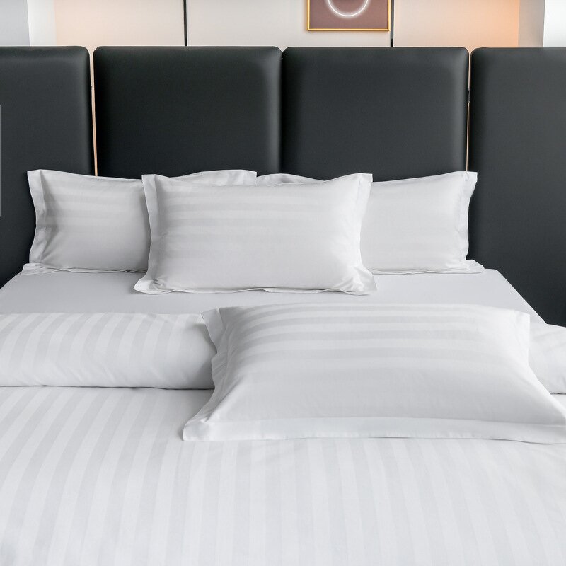 Pillowcase Manufacturer - Wholesale Standard Size 100% Cotton White Satin Stripe 100% Turkish Cotton Hotel Textile