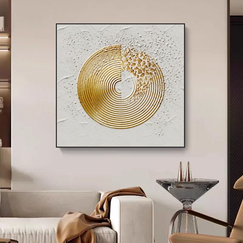 Abstract Painting Manufacturer - Living Room Decoration Hotel Hand Painted Geometric Minimalist Black and White Textured 3D Wall Art