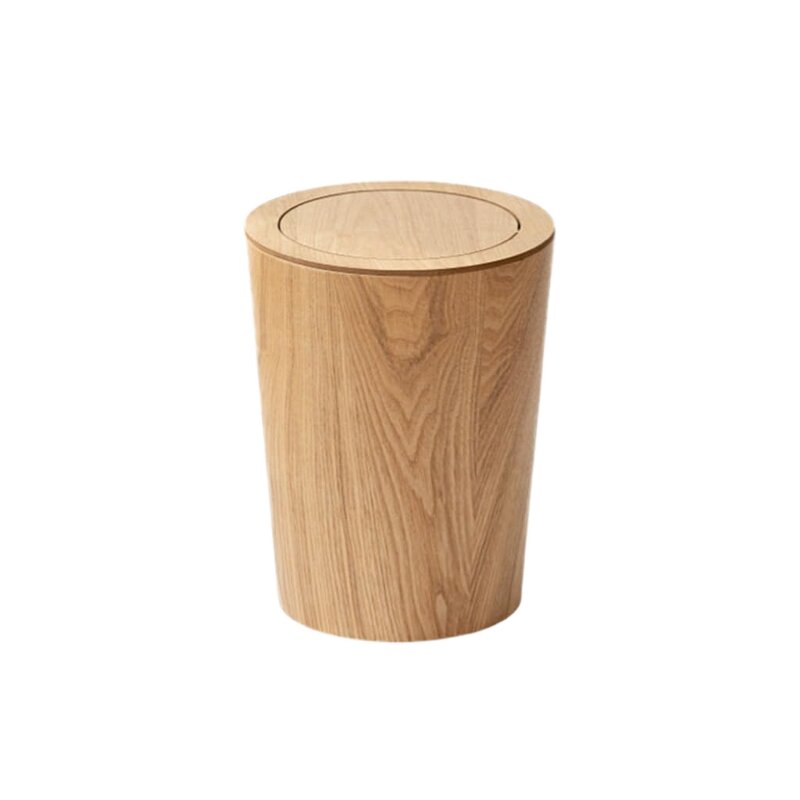 Wooden Trash Can Manufacturer - Round Waste Bins Recycle Bin Wastebasket Wooden Grain