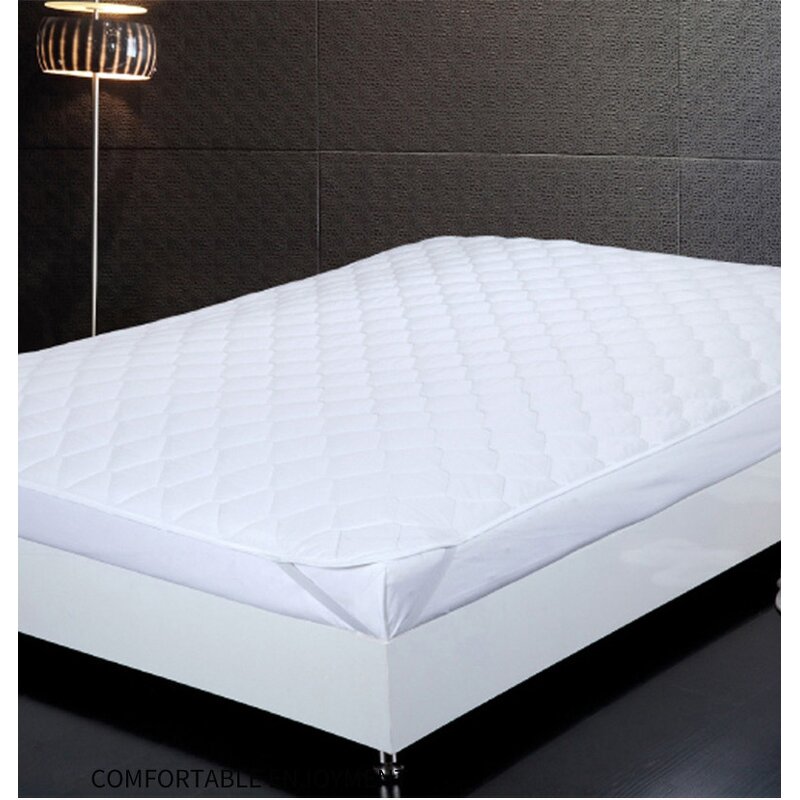 Mattress Pad Cover Manufacturer - White Machine Washable Hotel Quilted Mattress Protector Topper Pad With Cotton