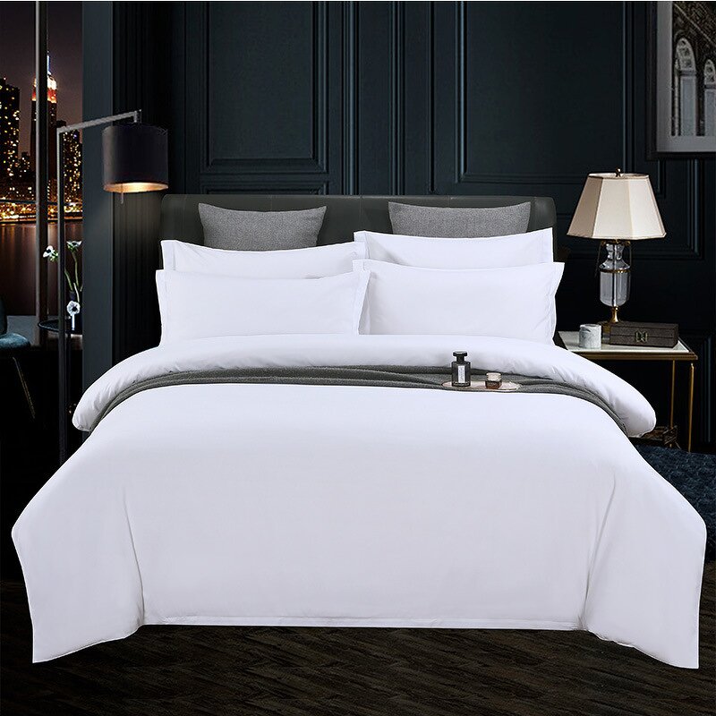 Bed Sheets Manufacturer - Custom 3D Print King Queen Size Cotton Low Price 400TC Hotel White Bedding Sets