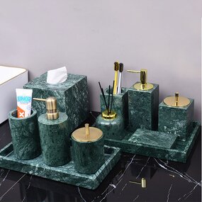 Bathroom Accessories Set Manufacturer - OEM/ODM Marmol China Factory Wholesale Green Marble Stone 100% Natural Hotel
