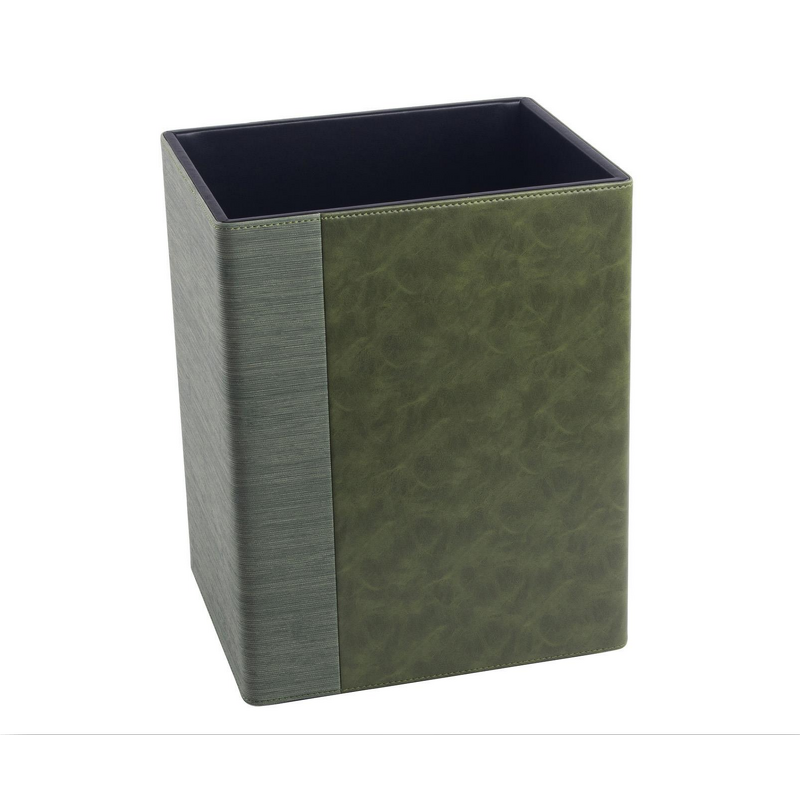 Trash Can Manufacturer - Garbage Container Bin With Handles for Bathrooms and High Class Hotel Square Brown Pu Leather Wastebasket