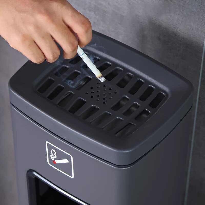 Stainless Steel Trash Can Manufacturer - Commercial for Hotels Standing Model with Ashtray For Elevator Lobbies Hallways Corridors